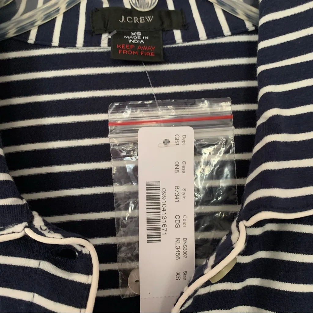 J. Crew Dreamiest Long-Sleeve PajamaT Top Striped Navy Blue - Image 3