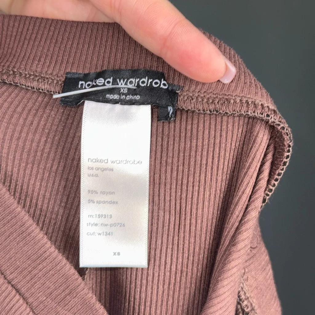 Naked Wardrobe Ribbed Leggings in Chocolate NWOT - Image 5