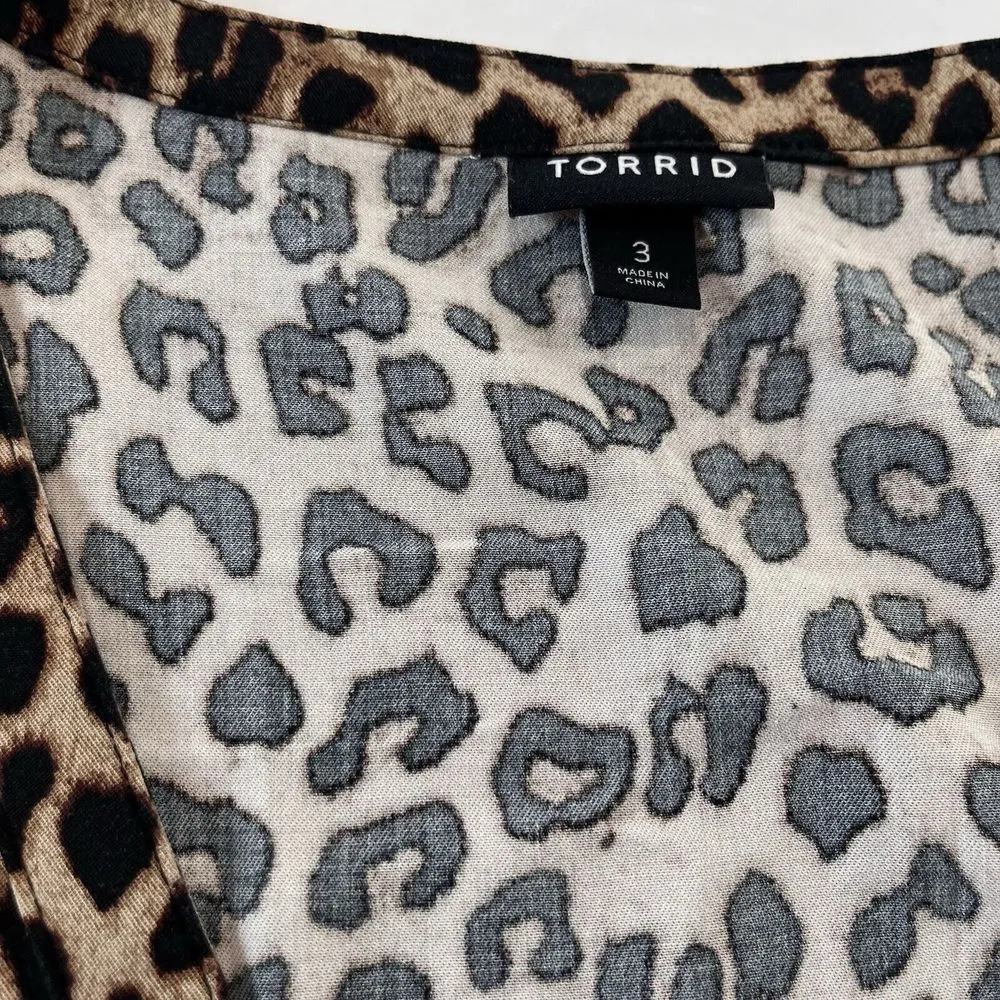 Torrid Leopard Animal Print Challis‎ Short Sleeve Shirt Dress Size 3X Pockets - Image 11