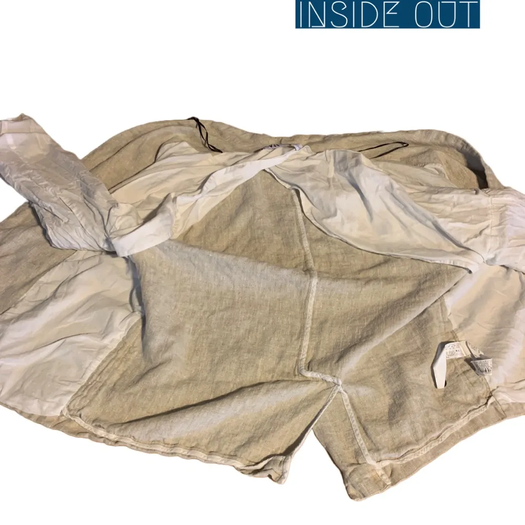 ZARA BEIGE LINEN OVER-SIZED DOUBLE BREASTED BLAZER (M) - Image 10