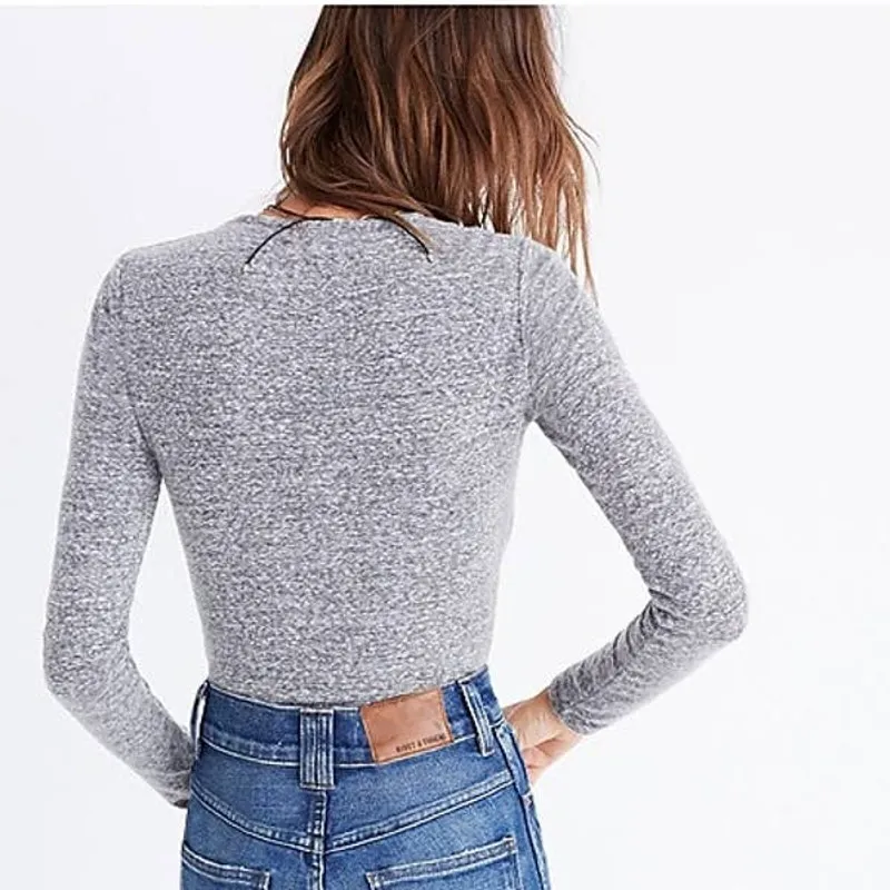 Madewell Women's‎ Song Scoop Bodysuit Stretch Light Heather Gray Size Ms - Image 7