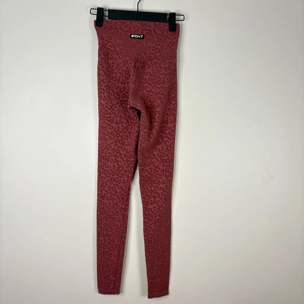 Echt Women’s Textured Animal Print Leggings Pink XS Mod Rise 27” - Image 5