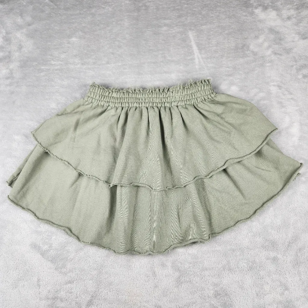 Aerie Layered Riffle Mini Skirt Green Size S Small - Image 7