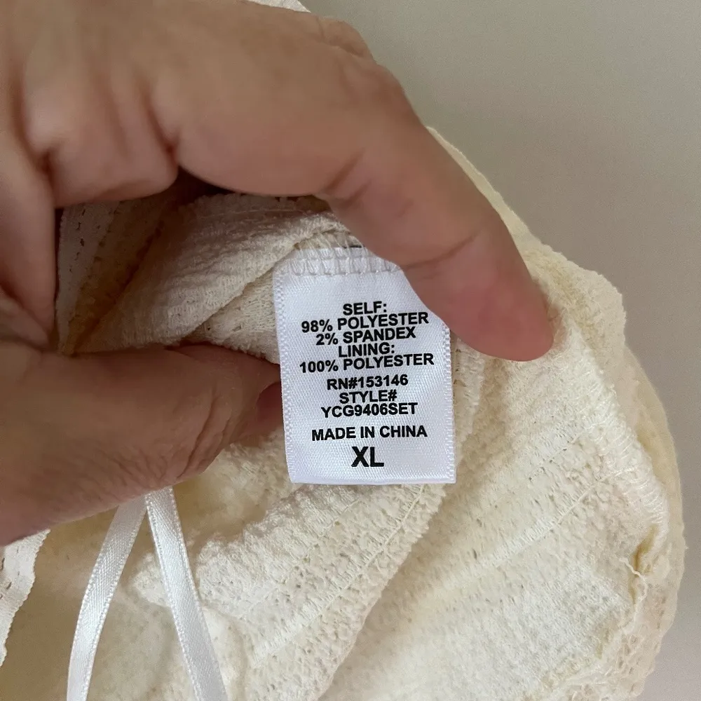 GLG XL Good Luck Gem Beige Lucy Ruffled Lace Tank Crop Top Stretch Semi Lined‎ - Image 6