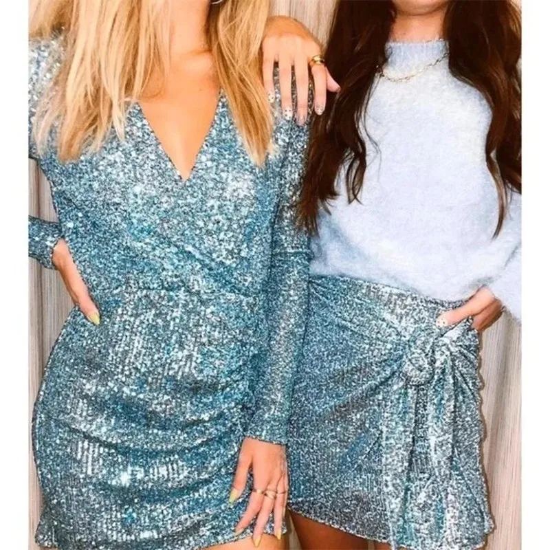 Show Me Your Mumu Party Hope Sequin Dress in Frosty Blue Sequin XL - Image 3