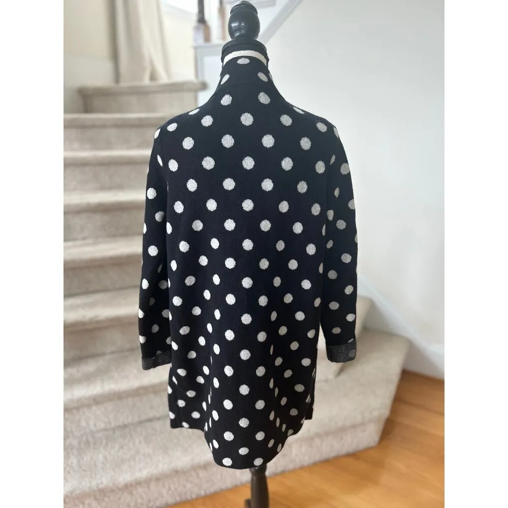 Field Flower Black & White Polka Dot Wool Full Zip Sweater Cardigan Coat Size XS - Image 4