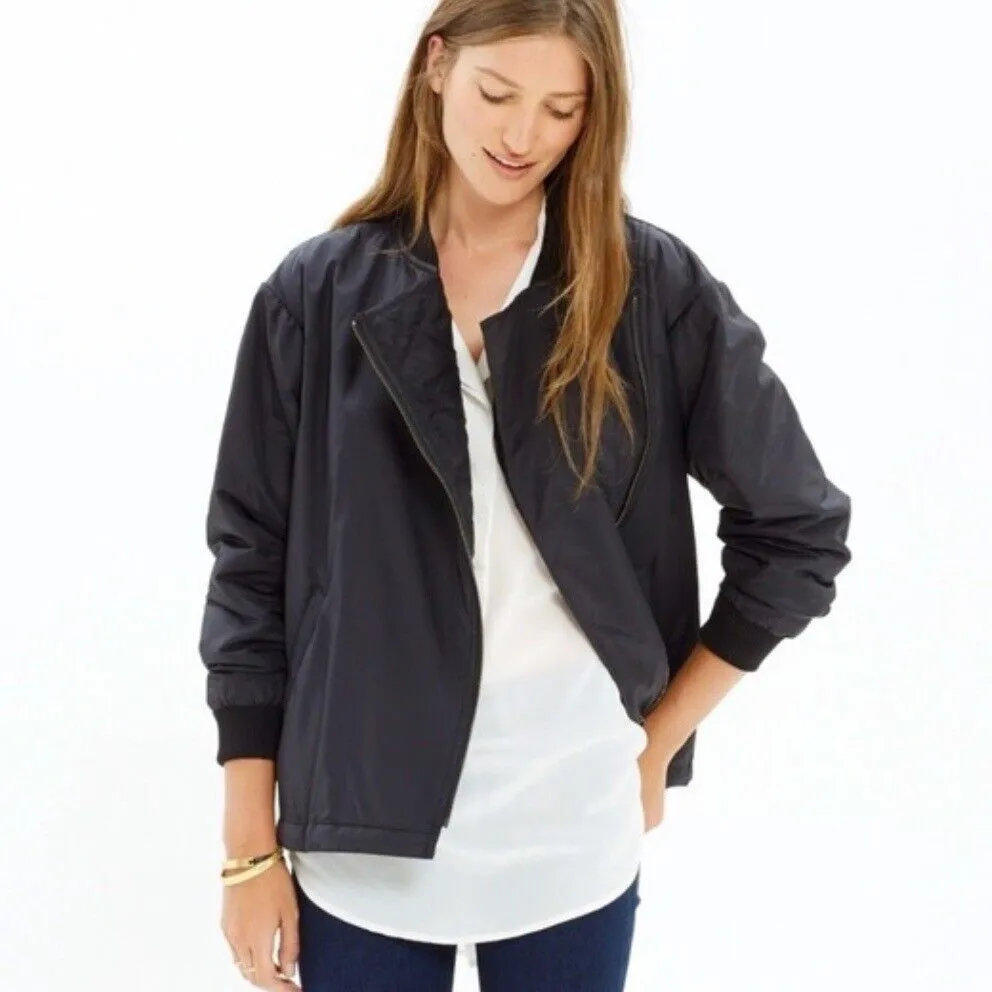 Madewell Tokyo Quilted Bomber Jacket Navy Small - Image 3