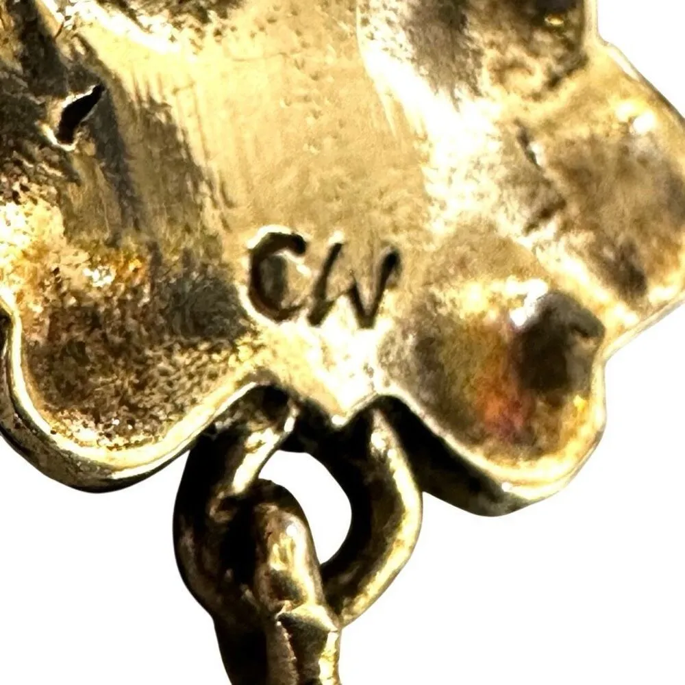 CW STERLING SILVER MARCASITES AND JADE DANGLING post EARRINGS - Image 8