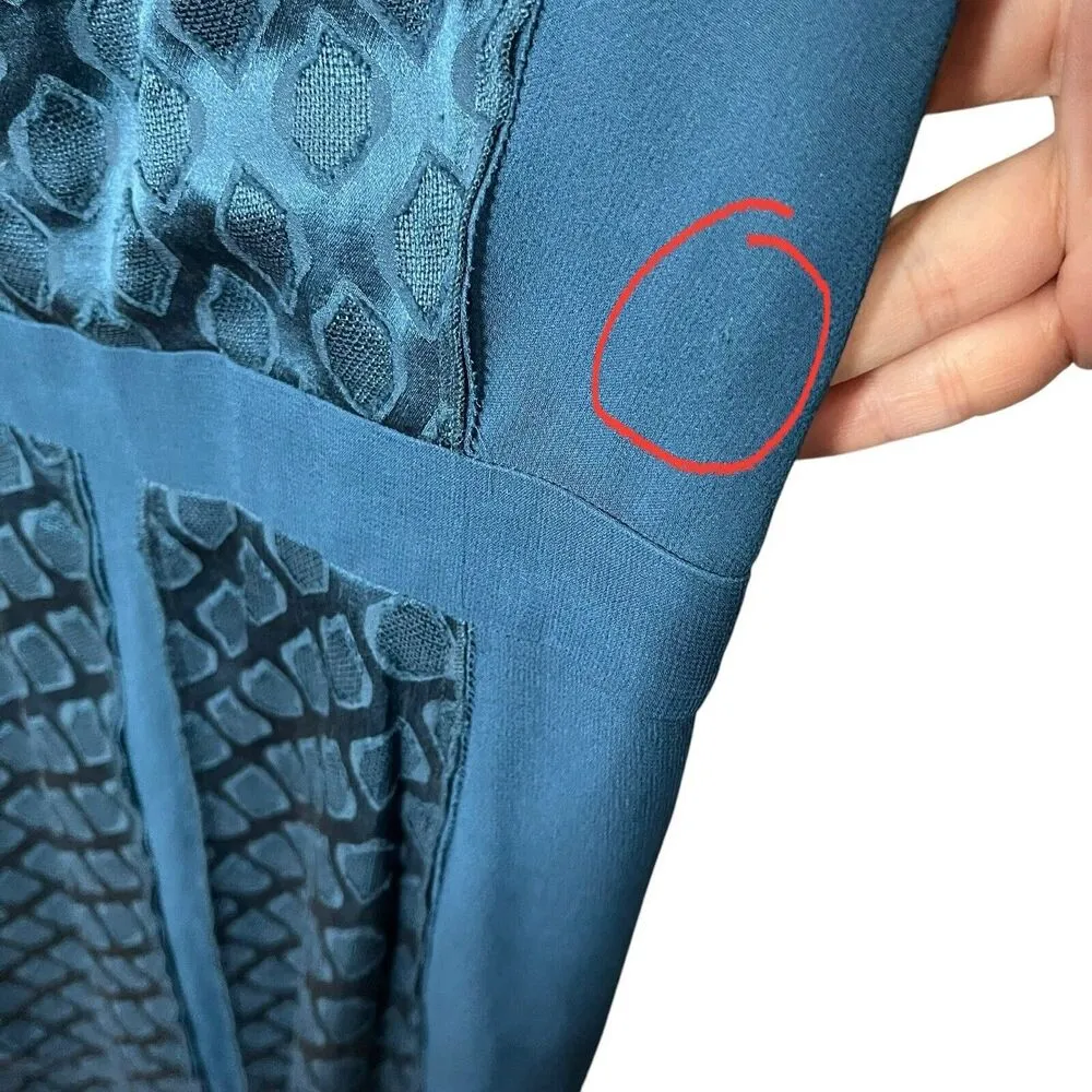 Tory Burch Hadley Silk A Line Dress in Deep Sea Blue Mini Women’s Size 14 - Image 10