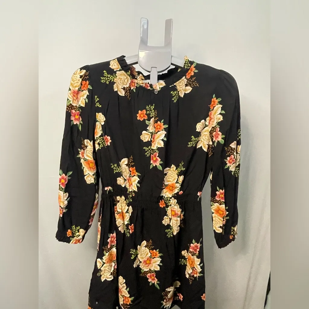LOFT Floral Black Dress Long sleeved SMALL - $18 - From Mandy