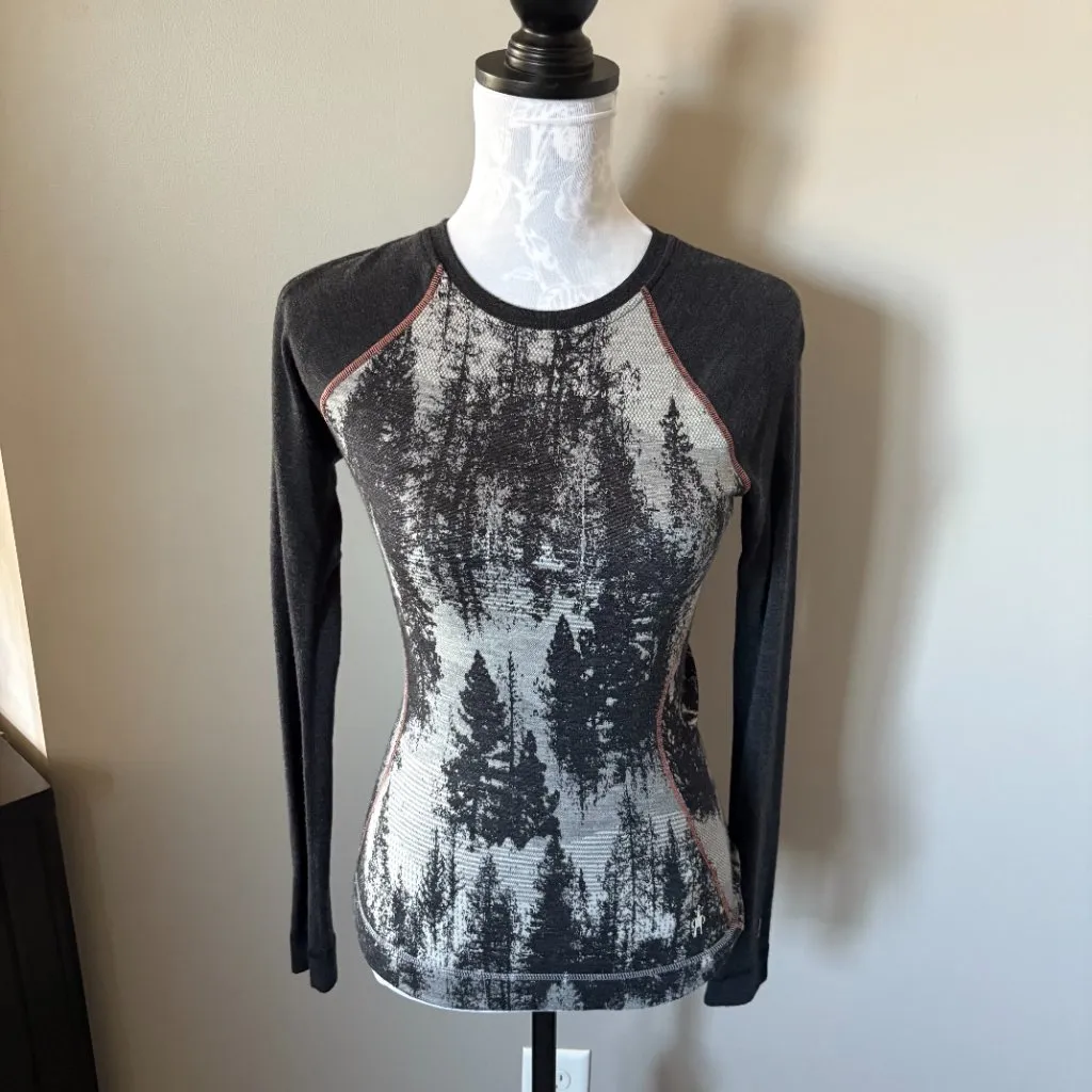 Smartwool Womens Merino 250 Thermal Long Sleeve Wool Forest Pattern Xsmall - Image 2