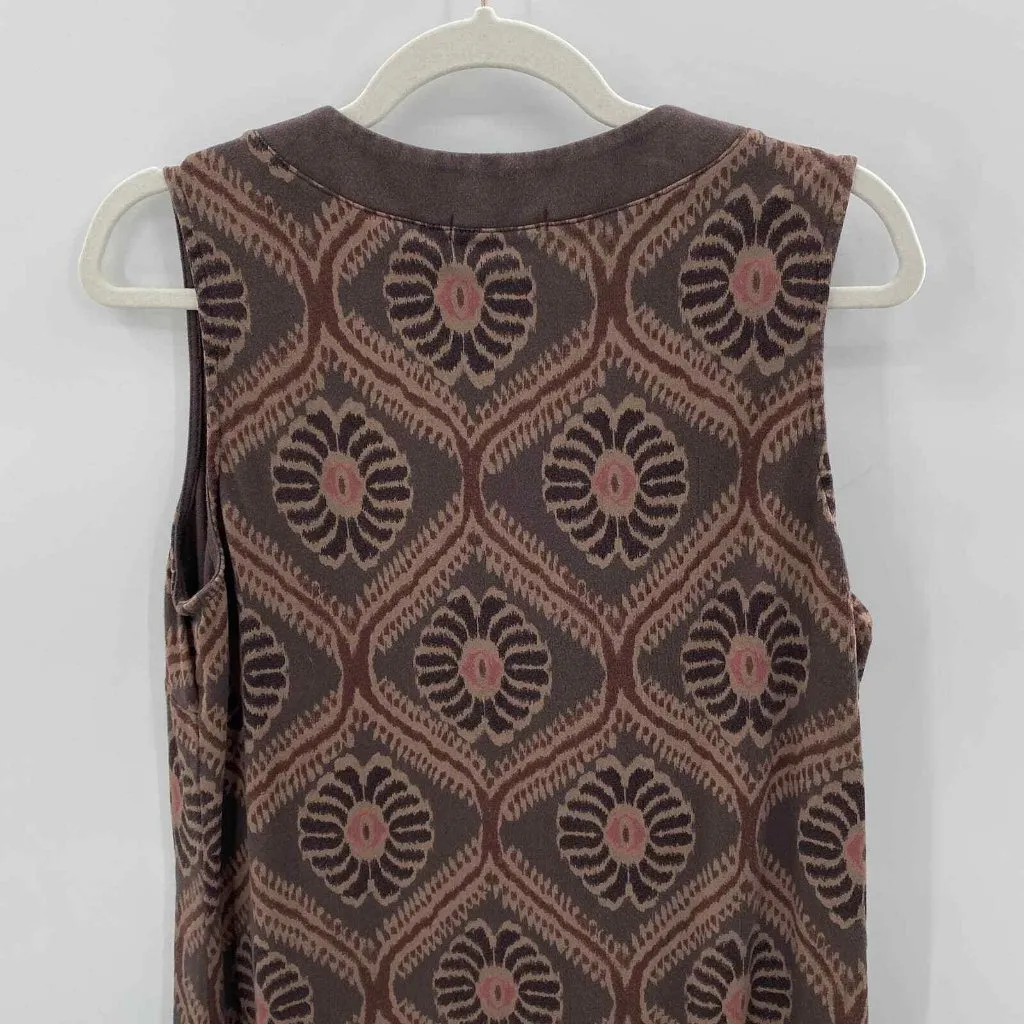 Fresh Produce Shift Dress Womens‎ Large Brown Pink Cotton Cat's Eye Print - Image 4