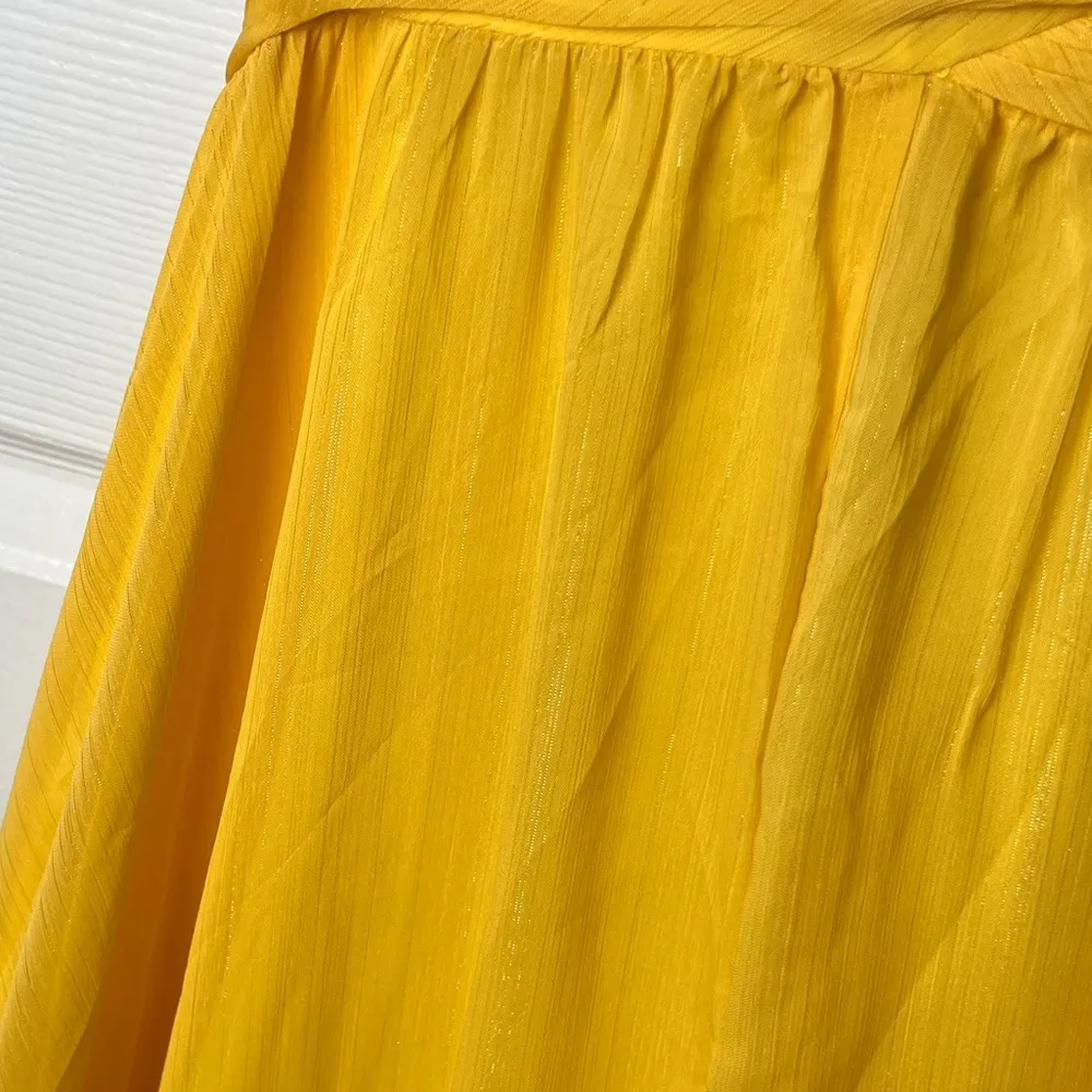 68094 Chiffon A-Line Evening Gown Sleeveless Marigold Metallic 8 - Image 7