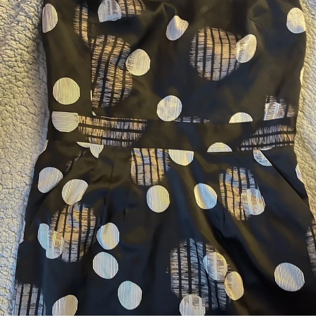 Banana Republic Women's Black White Strapless Poka Dot Print Mini Dress Sz 2 - Image 5