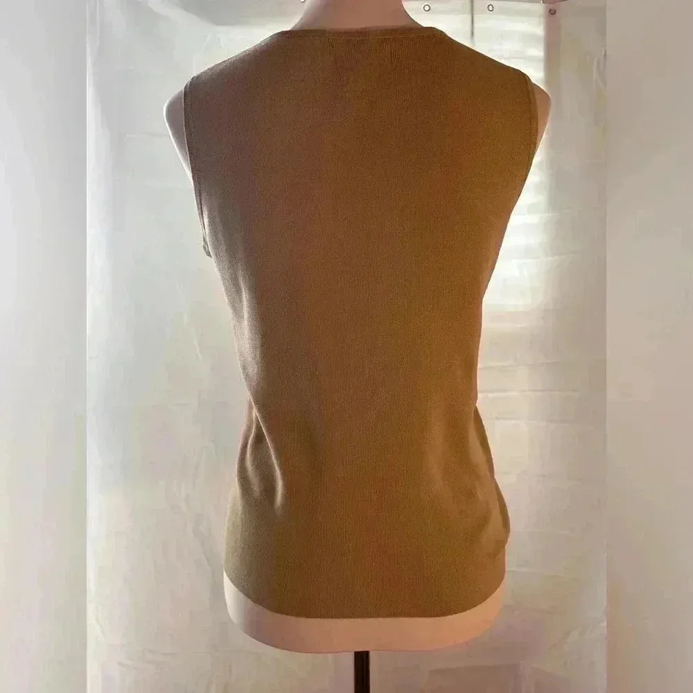 Laura Ashley Brown Tank Top Crew Neck Sleeveless - Image 5