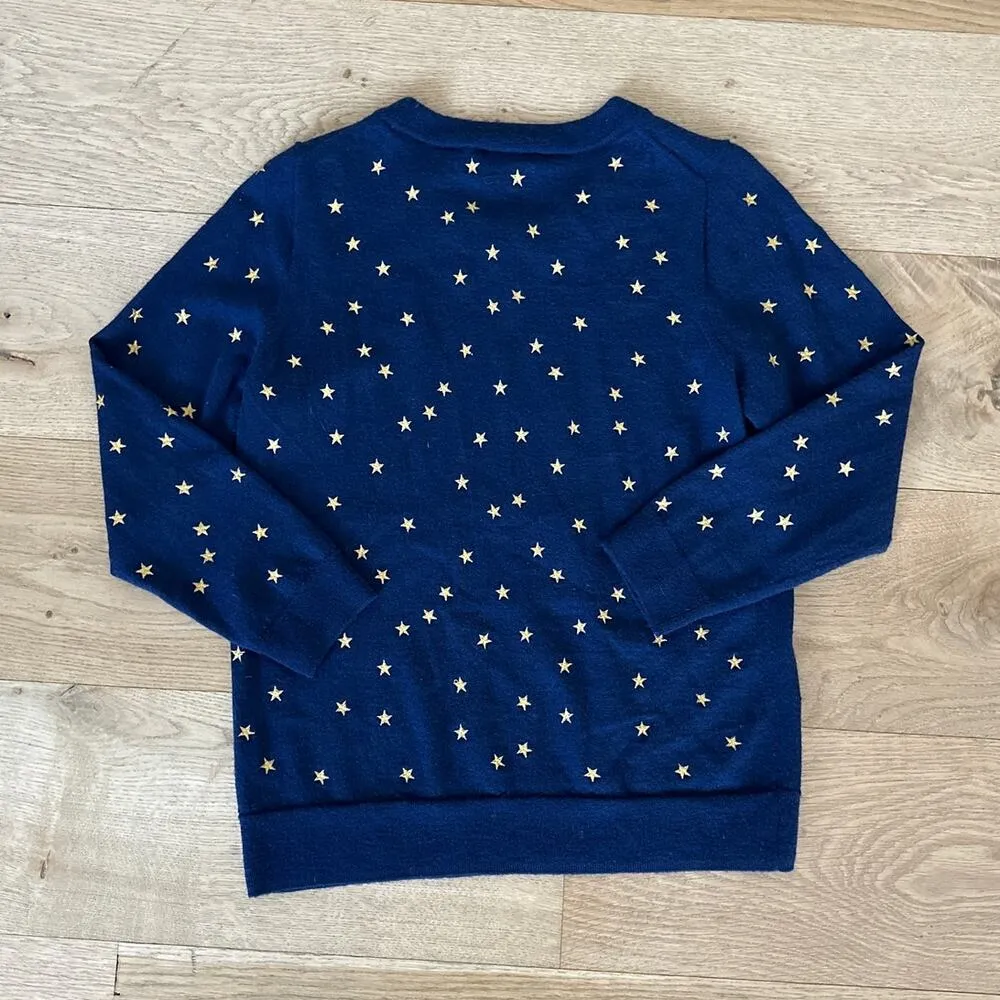 J Crew - Starry Teddie Sweater in Navy Blue & Gold - Image 4