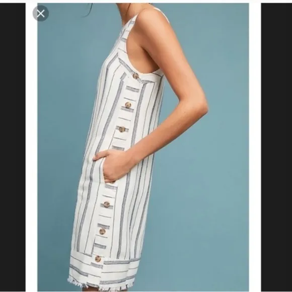 Anthropologie Akemi &‎ Kin Claudia Sleeveless Striped Linen Dress White size 2 - Image 12
