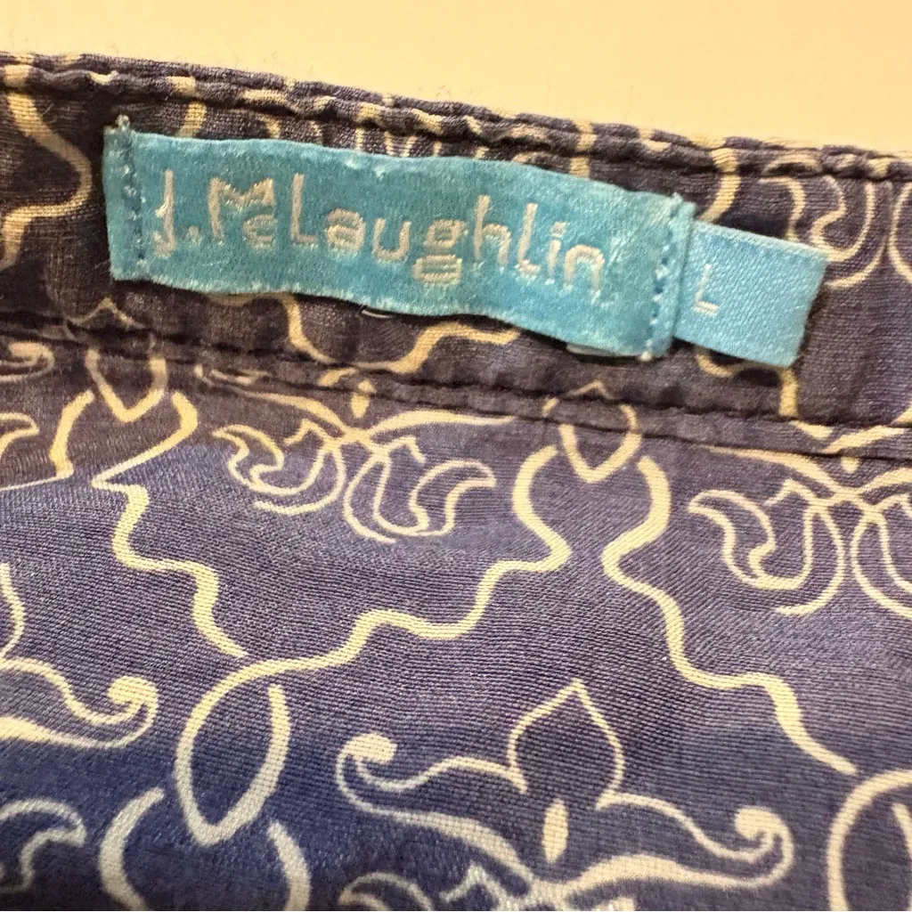 J. McLaughlin White Baloon sleeves button down shirt size L - Image 7