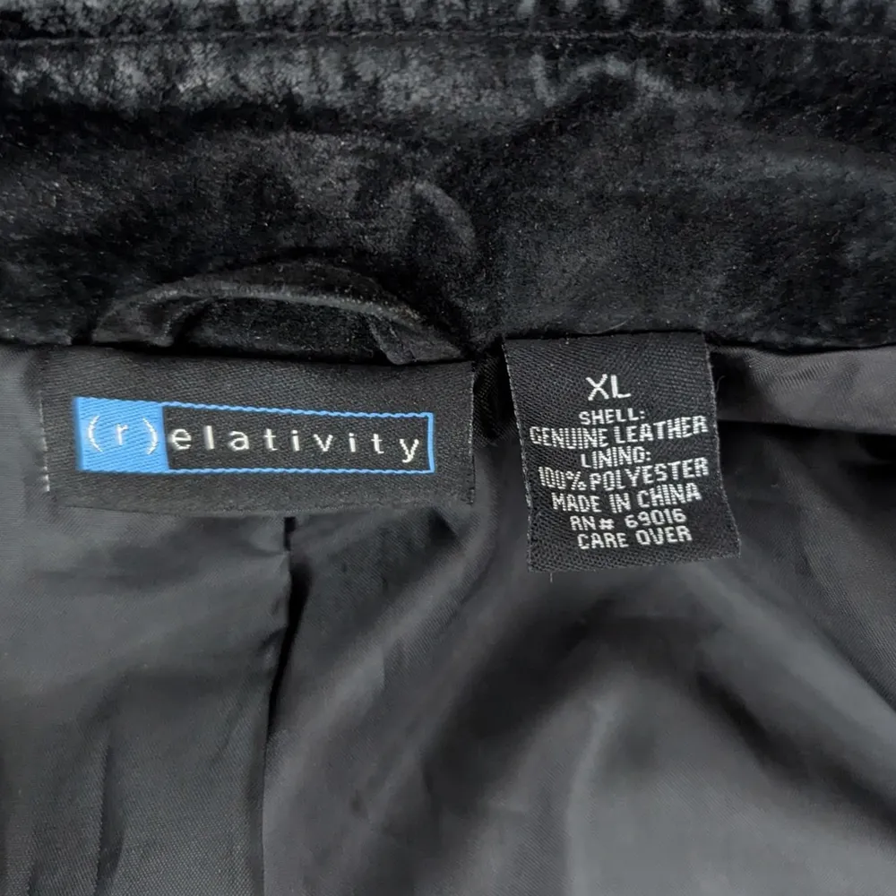 (R)elivity Black Suede Leather ' Jacket Juniors XL - Image 2