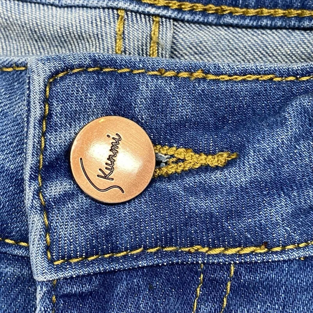 KUNMI Distressed Ripped Skinny‎ Jeans Juniors Denim Casual Blue Large 29x29 Size 29 - Image 8