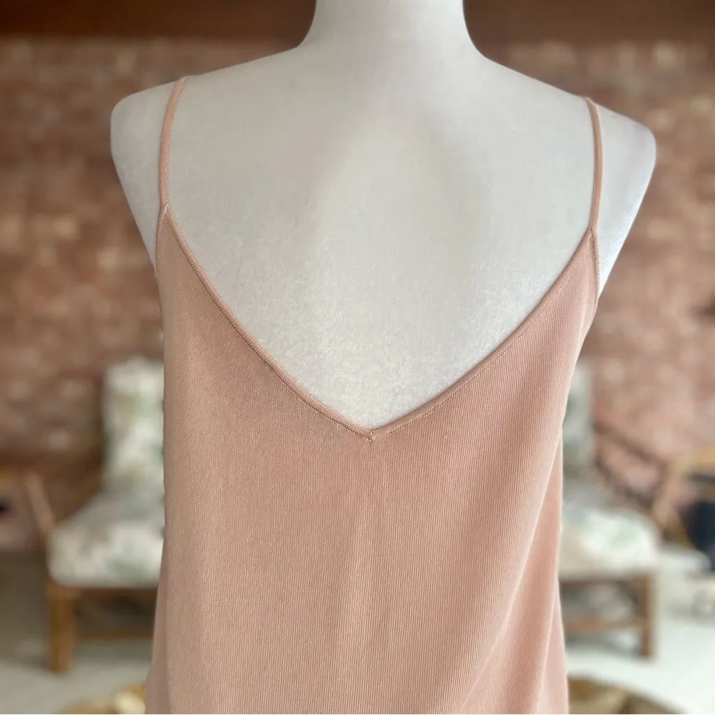 Zara Top Tank Pearl Hem Knit Blush Peach Camisole M Party V-Neck Festival Chic - Image 8