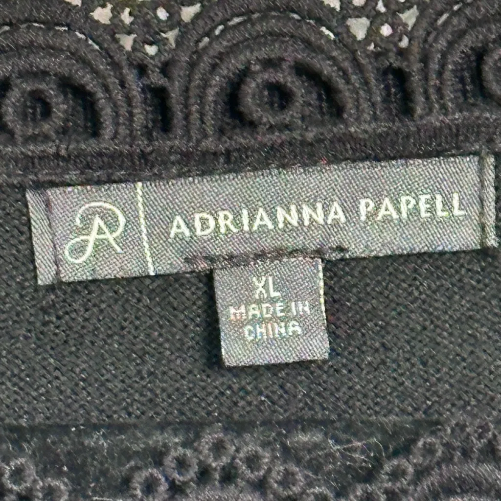 Adrinanna Papell Black Sweater Lace Hem Detail Size XL Holiday Party‎ Preppy - Image 3