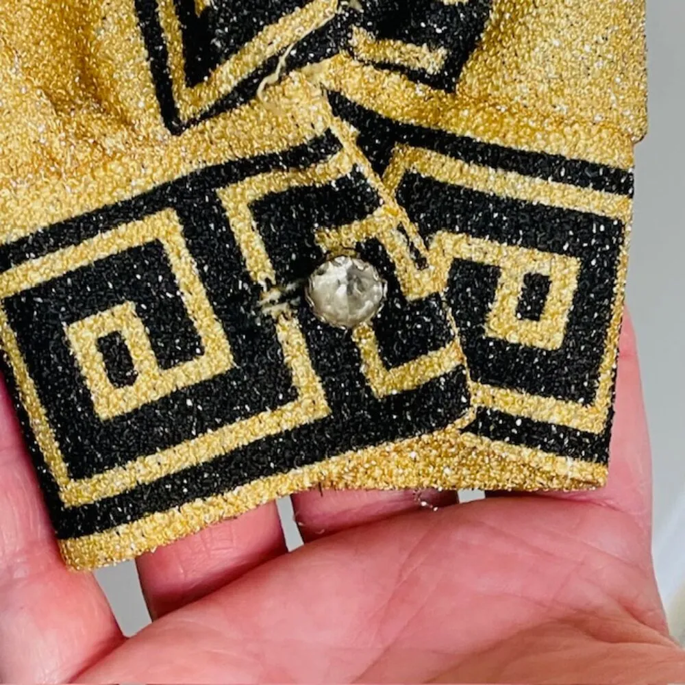 60s 70s Gold Lurex Art Deco Metallic Top + Wide Leg Bellbottoms Palazzo Pants Size M - Image 6