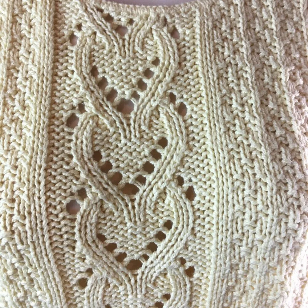 Knit Maven Womens Yellow Short Sleeve Ivory Knit Sweater Top Size M Size M - Image 7