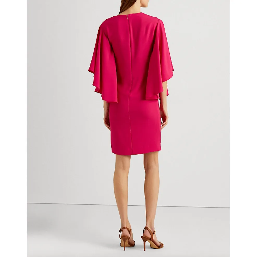 Lauren Ralph Lauren Red Dress V Neck Tiered‎ Flutter Sleeve Party Cocktail - Image 5