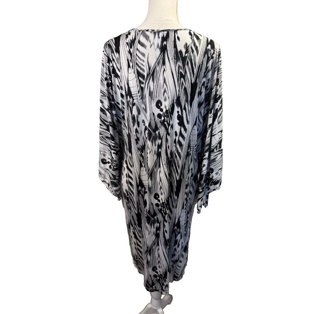Natori Komono Black and White‎ Midi Dress Slip On Size Medium - Image 2
