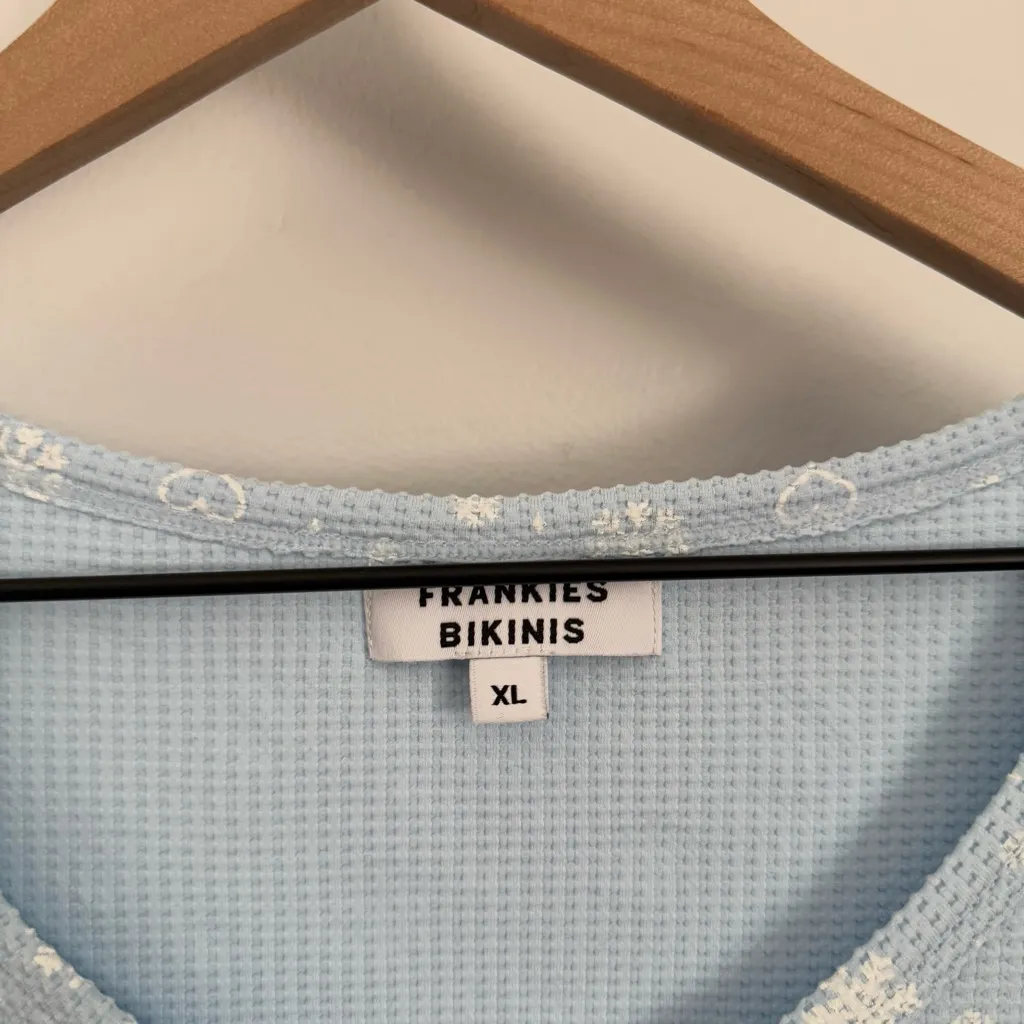frankie’s bikinis XL Angel Waffle Long Sleeve Top Flurries Baby Light Blue - Image 4