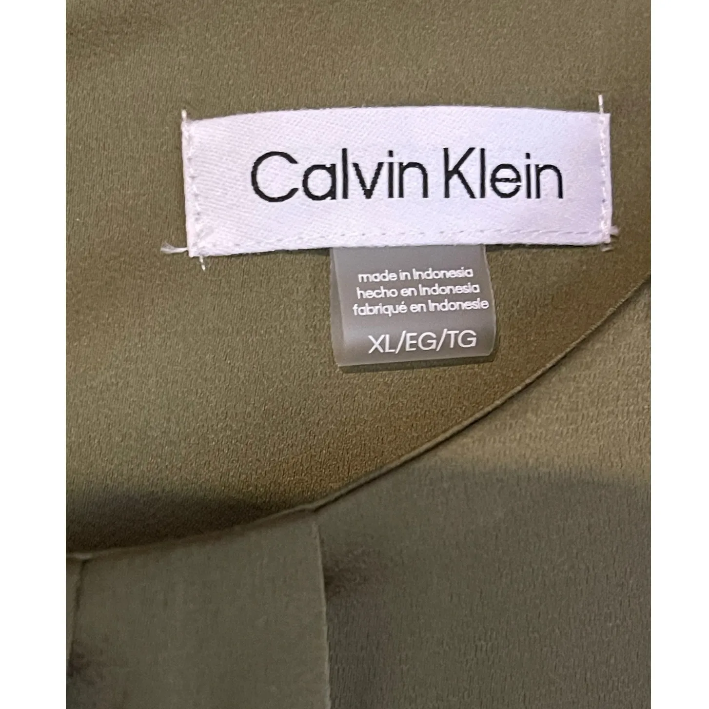 Calvin Klein Size XL NWT Womens Olive Green Pleated Crew Neck Cap Sleeve Blouse - Image 5