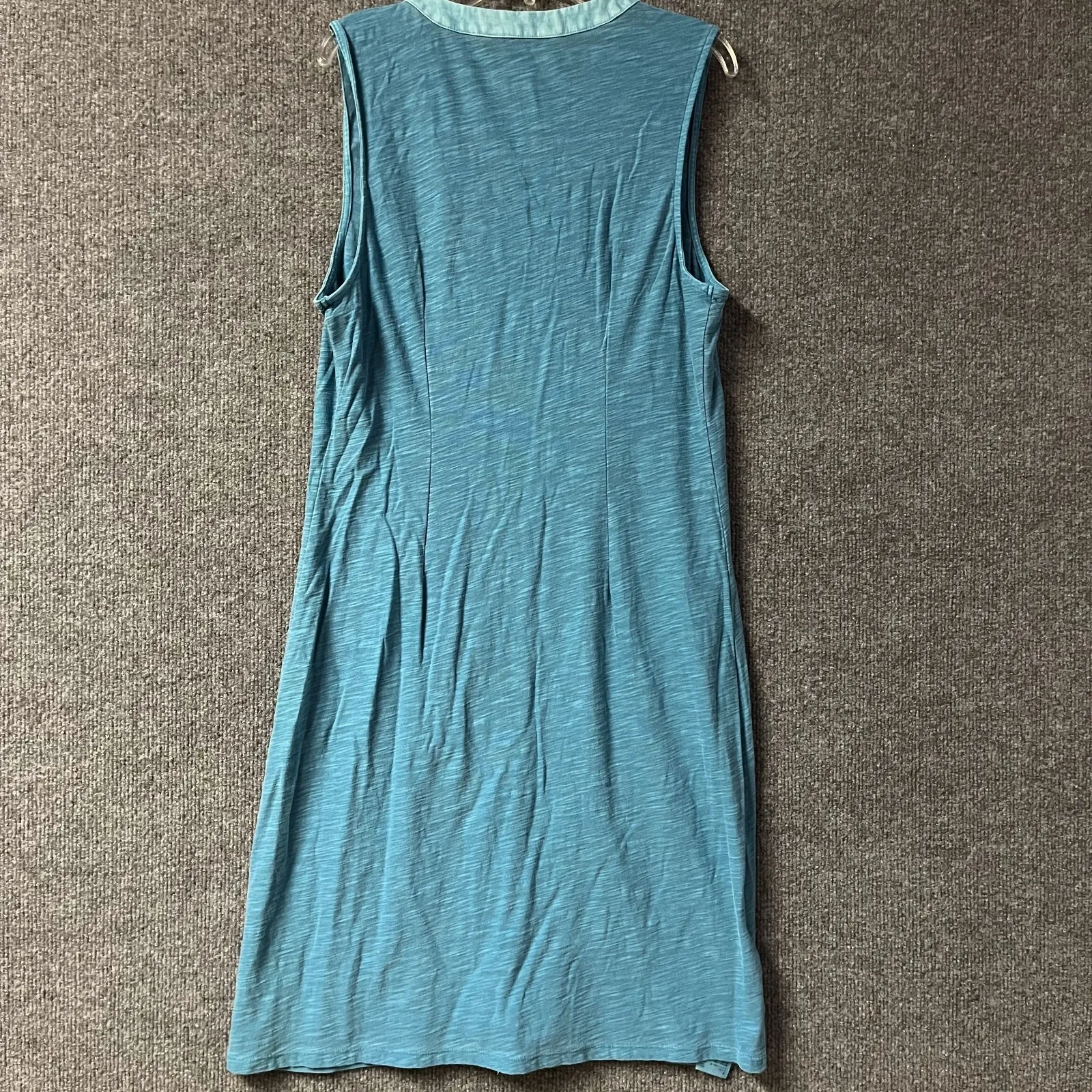 Tommy Bahama Arden Midi Shift Dress Womens Small‎ Blue Cotton Split Neck Casual - Image 2
