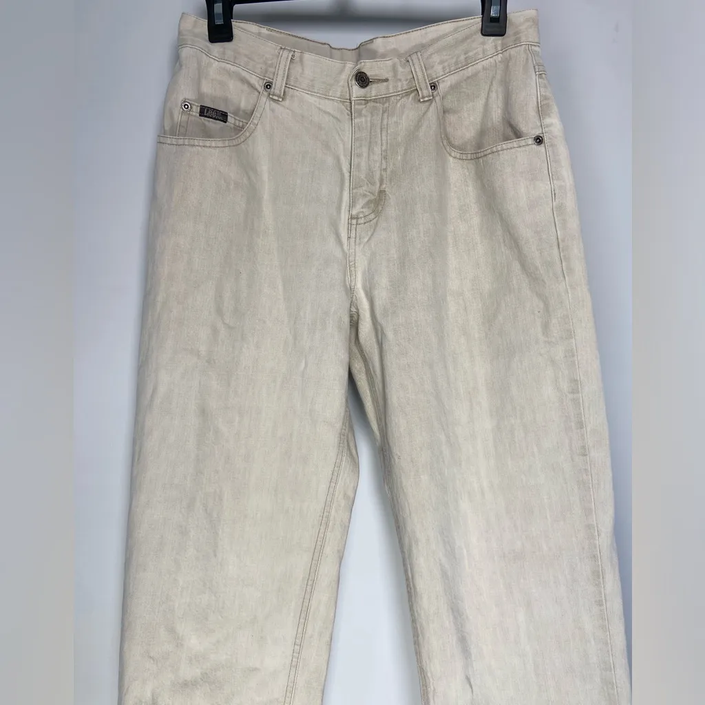 Vintage Lee White Denim Boyfriend Jeans Straight Leg High Rise Preppy Old Money - Image 2