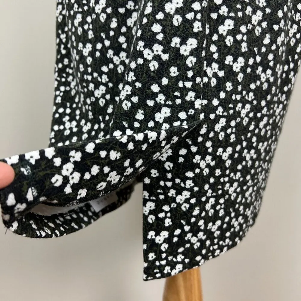 Max Mara Weekend Dress Womens Medium Black Green Floral Sheath Stretch Knit Knee - Image 7