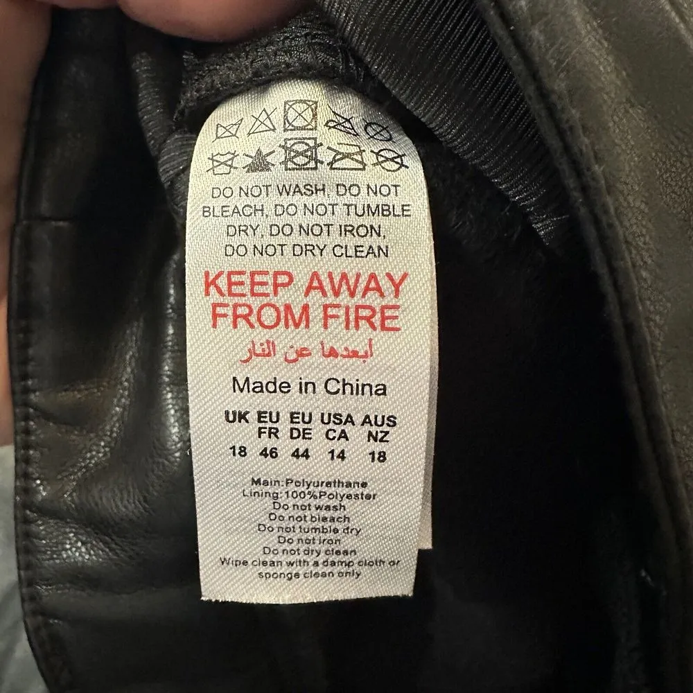 Nasty Gal Women’s Size 14 Black Faux‎ Leather Wide Straight Leg Trouser Pants - Image 8