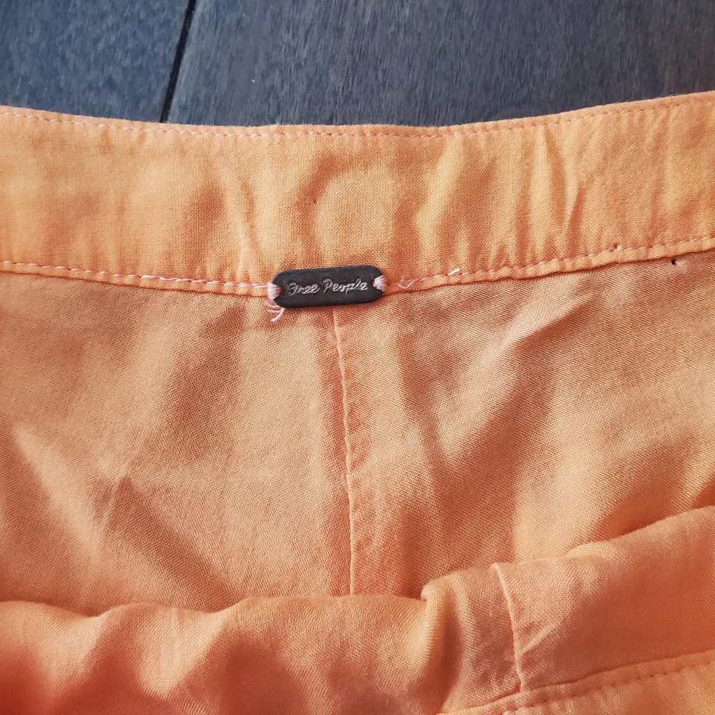 Free People Bright Orange Shorts Floral Size 6 Womens - Image 2