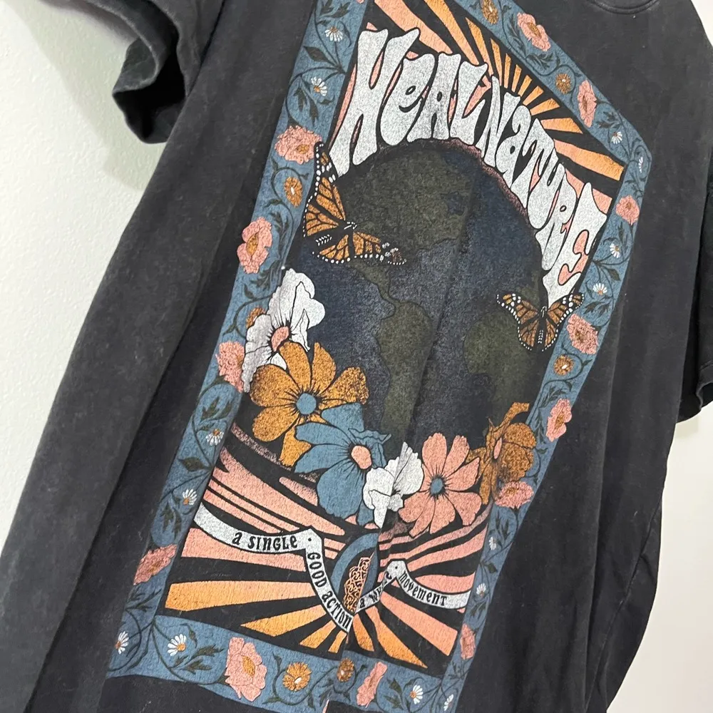 HOLLISTER Heal Nature Oversized Vintage Graphic Tee Women’s Sz XS EUC - Image 2