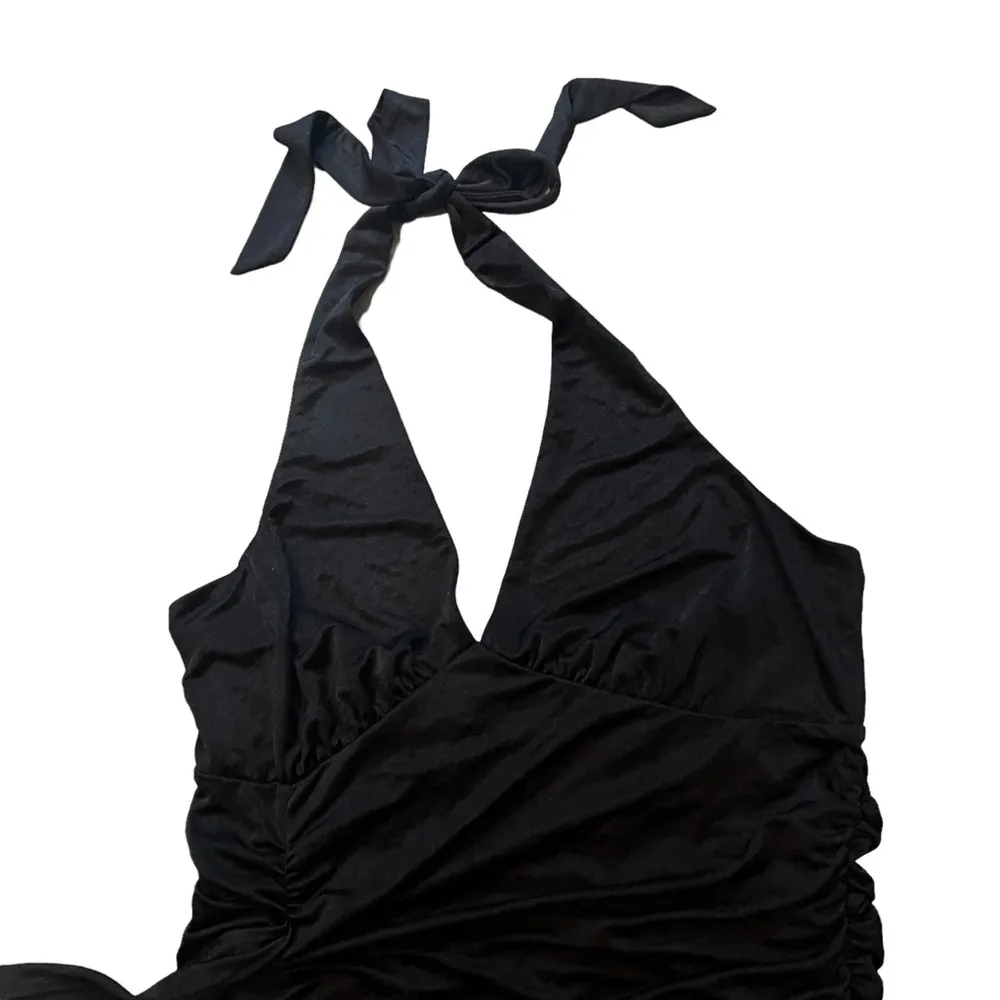 NWT, Bebe Halter Plunge Neck Ruched Bodycon Mini Dress, Sz XL - Image 7