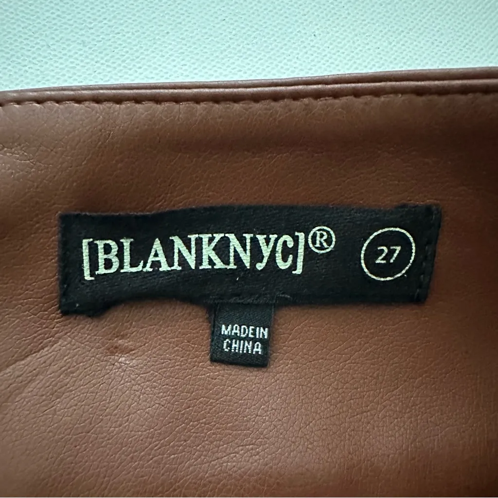 BlankNYC Vegan Leather Brown Flare Pants Size 27 - Image 6