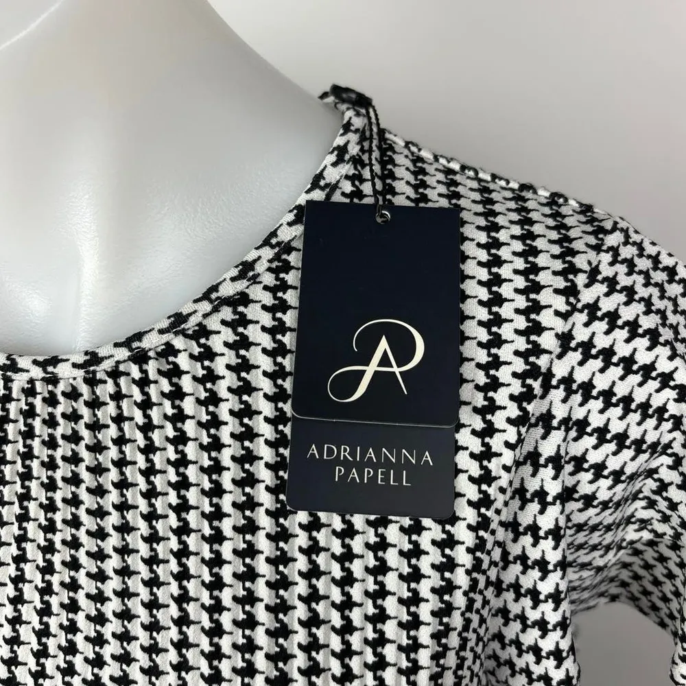 Adrianna Papell NWT Black Houndstooth Flutter Sleeve Crewneck Blouse Top Size XS - Image 5