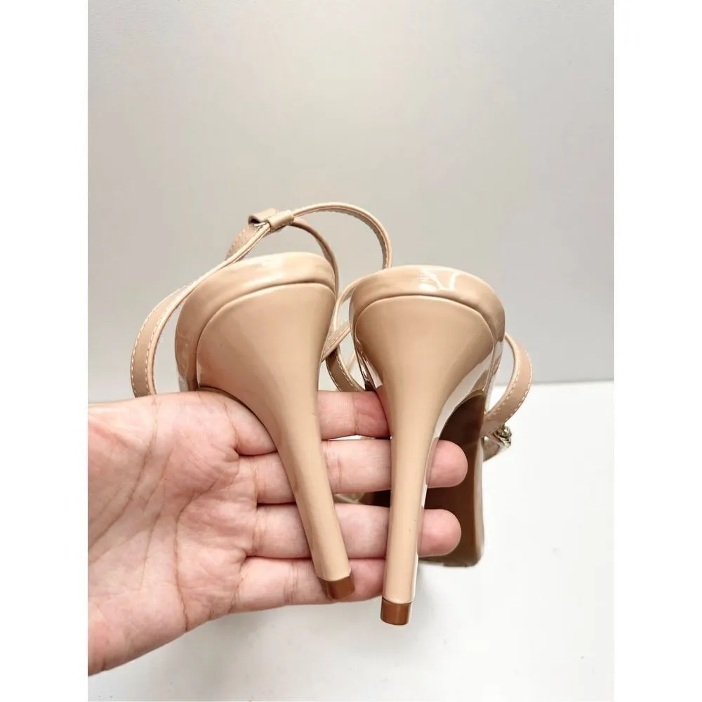 Adrienne Vittadini Sandals Womens Size 11 Faux Patent Leather Ankle Strap Heels - Image 5