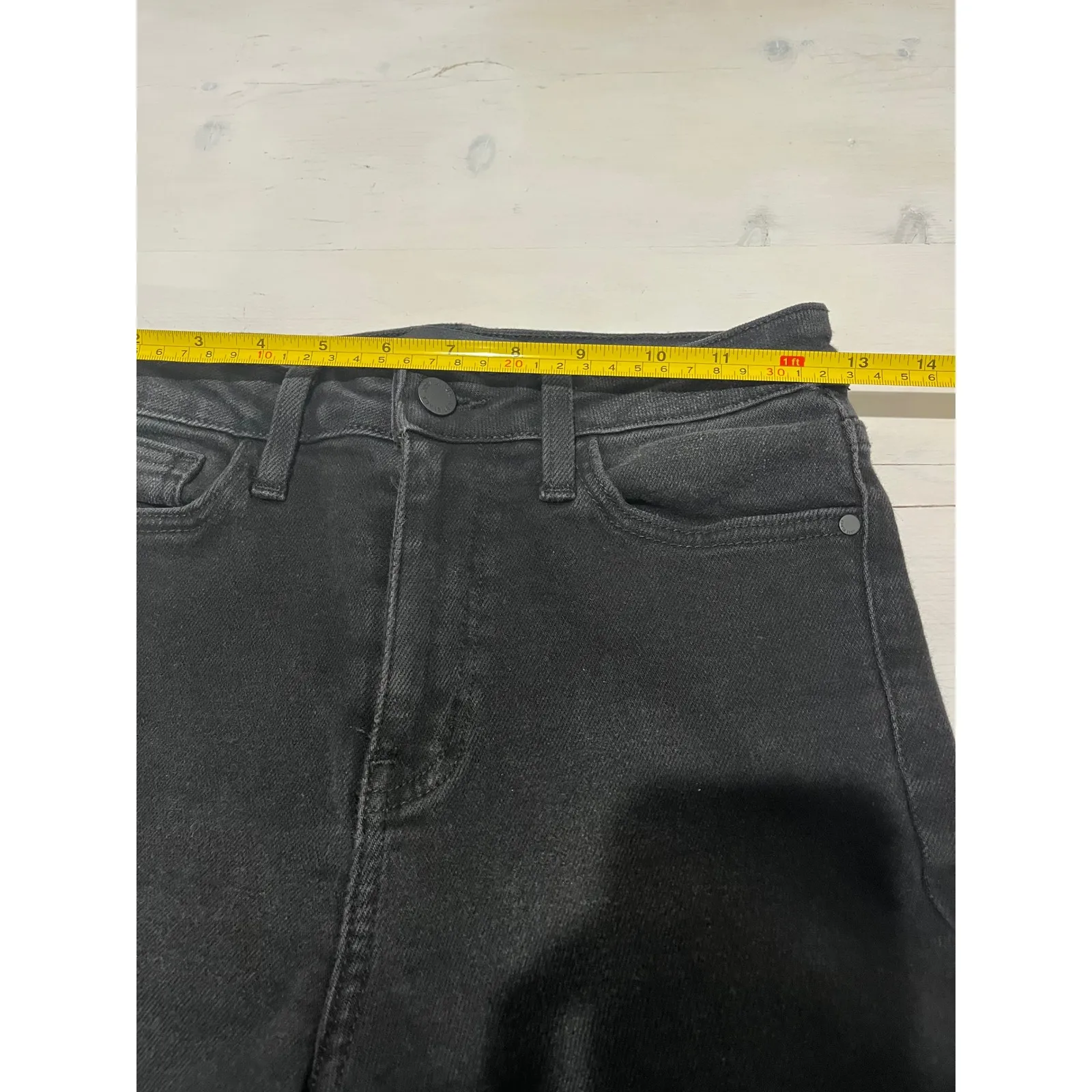 Just Black Denim Jeans‎ Women's Size 27 Black Distressed Hem High Rise Skinny - Image 6