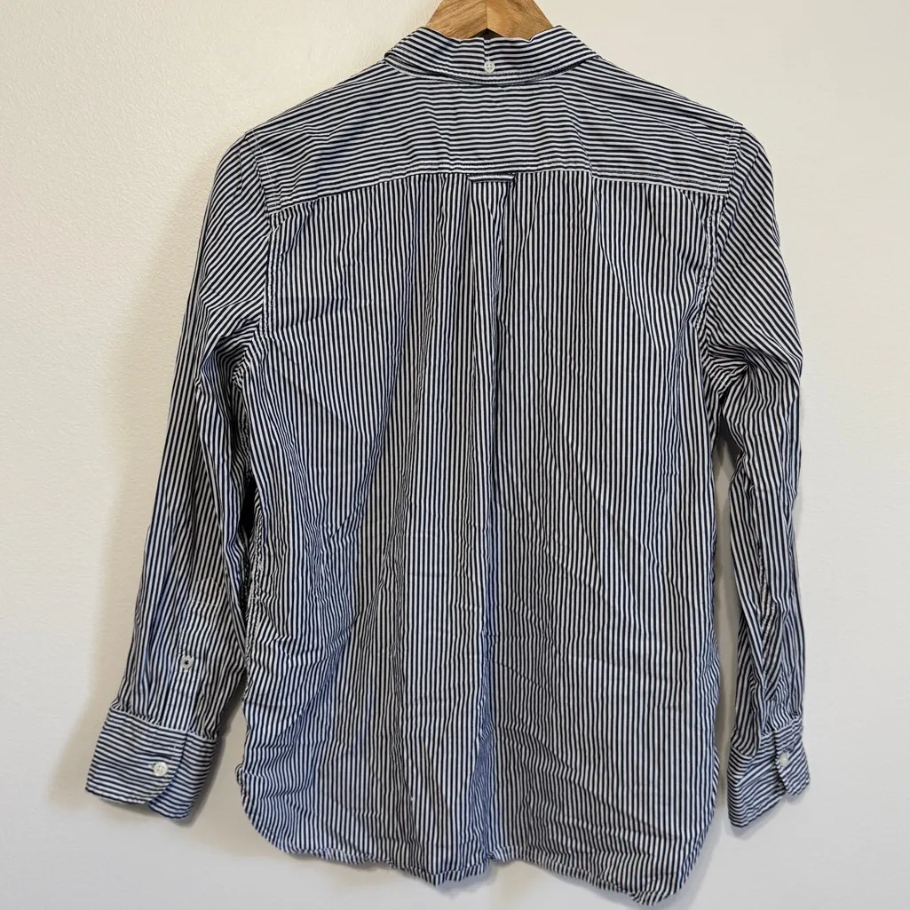 J. CREW Classic Fit Washed Cotton Poplin Striped Shirt Size Small Oversized - Image 6