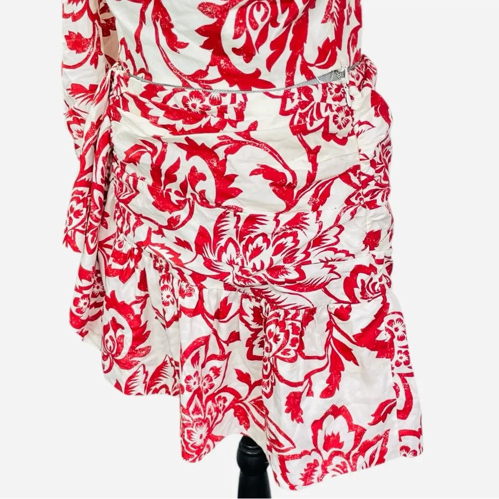 ZARA FLORAL PRINTED MINI SKIRT red/white size L. 2 piece skirt set, mini skirt - Image 9