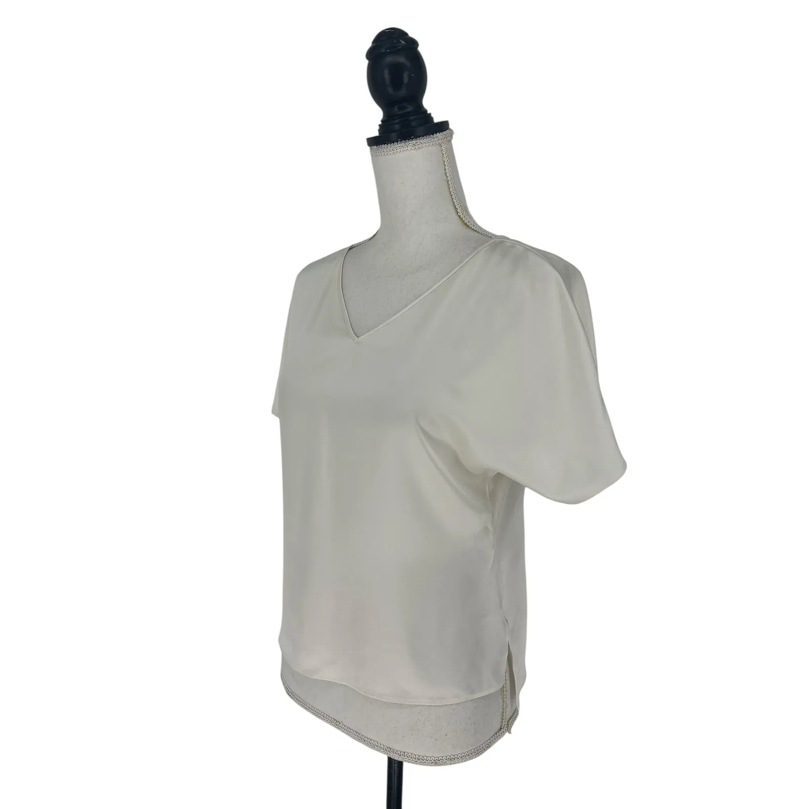Ravella White Verona Reversible Silk Blouse Size XXS - Image 4