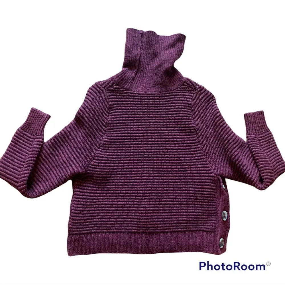 Madewell Side Button Turtleneck Chunky Merino Wool Blend Textured Sweater Sz XS - Image 5