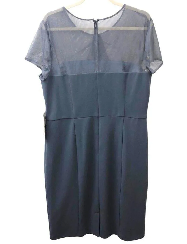 JS Collections Slate Blue Short Sleeve Illusion Cocktail Dress 16 NWT - Image 6