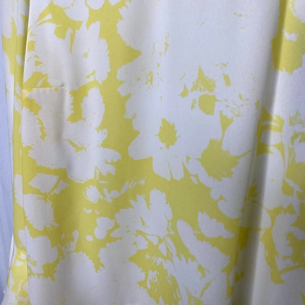 Worthington Long Sleeve Ruffle Keyhole Back Watercolor Blouse Yellow White XXL - Image 10