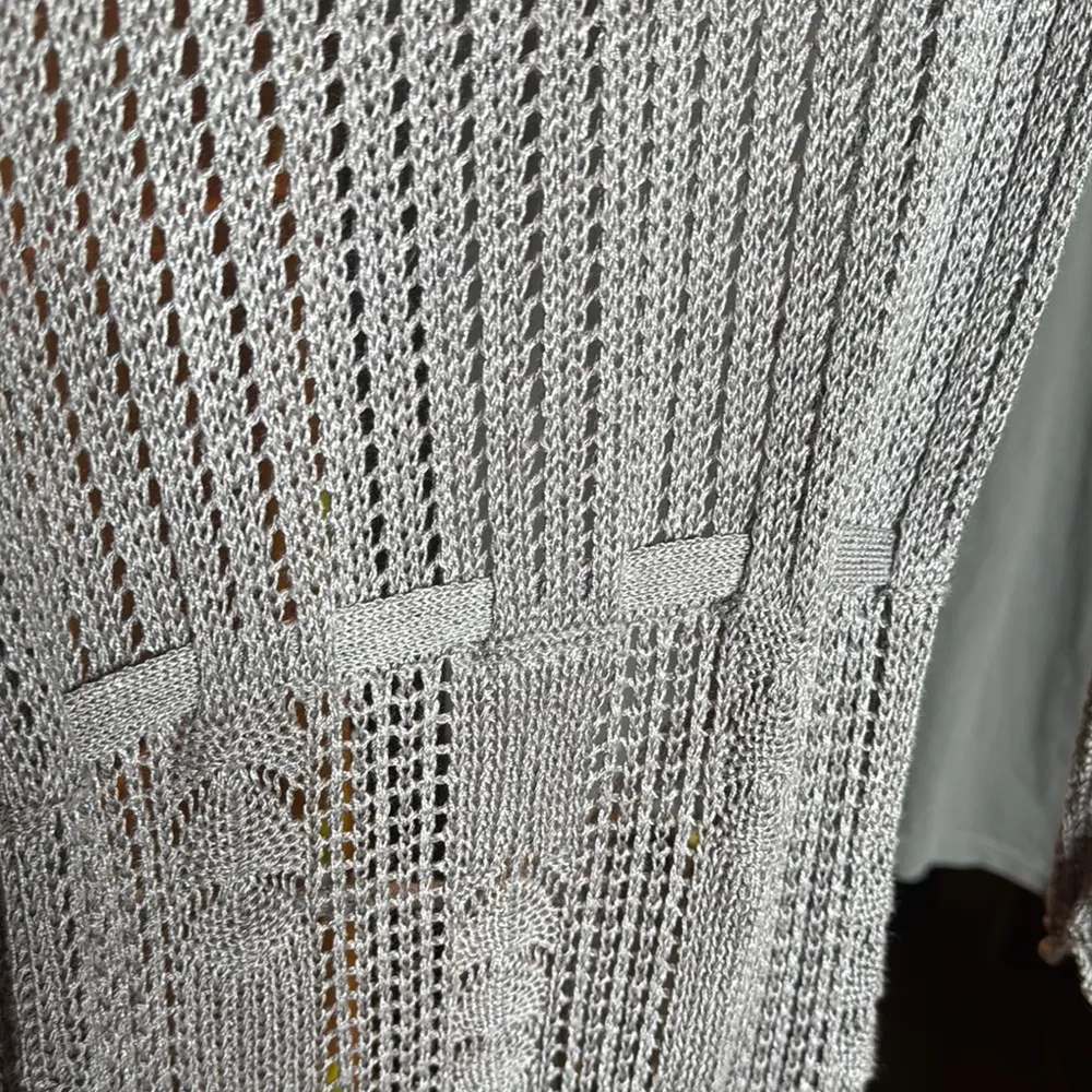 Coldwater Creek Linen Rayon Blend Open Knit Gray Cardigan Size Medium - Image 11